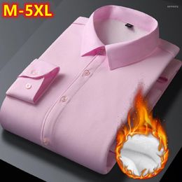 Men's Sweaters Plus Size 4XL 5XL Men Business Formal Shirts Winter Warm Fleece Long Sleeve Dress Shirt Flannel Thick Office Clothing