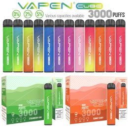 Original VAPEN CUBE 3000Puffs Disposable Vape Pen 0% 2% 5% Nic Device Electronic e cigarettes Kits 8ML Capacity 1000mAh Battery Vaporizer Multi Flavors VS PUFF FLEX EU