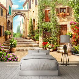 Wallpapers Custom Wall Mural Wallpaper European Town Street View 3D Stereo Space Living Room Backdrop Decorative Paintings Po Paper