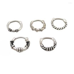 Hoop Earrings 1PCS 1.2MM Stainless Steel For Men Women Punk Texture Style Jewellery