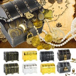 Party Decoration Pirate Theme Treasure Chest Toy Box For Halloween Favours Props Decora Mini Vintage Organiser Trinket