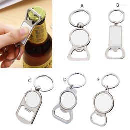 Keychains 5Pcs Sublimation Blanks Bottle Opener Keychain Ornaments DIY Heat Transfer Single-Sided Pendants With Key Ring 5 Styles