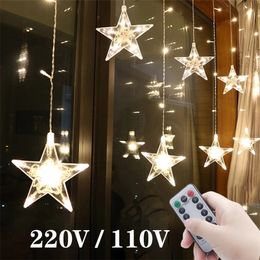 Christmas Decorations Star String Lights LED Garland Fairy Curtain light 2.5M Outdoor Indoor For Bedroom Home Party Wedding Year Decor 221109