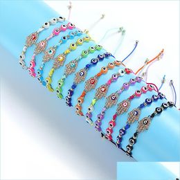 Charm Bracelets Fatima Hand Charm Bracelet Colorf Evil Eye Beads Strands Bracelets For Wholesale 12Pcs/Set Drop Delivery Jewelry Dhkpx