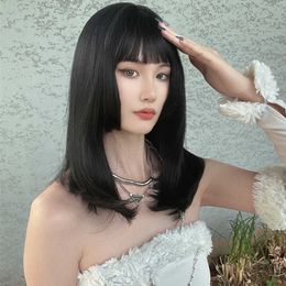 Hair Lace Wigs Princ Cut Women's Medium Long Air Bangs Clavicle Net Red Trim Face Ji Hair Chemical Fibre Wig Head Set