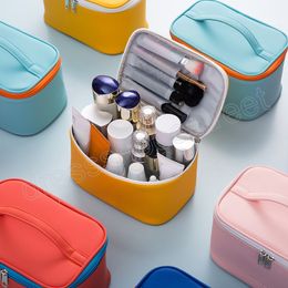 Large Women Cosmetic Bag PU Leather Waterproof Zipper Make Up Bag Travel Washing Makeup Organizer Beauty Case Handbag