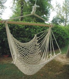 Hammocks 2022 Portable Outdoor Camping Hammock Garden Leisure Supplies Loading 100kg Hanging Chair Bold Cotton Rope Mesh