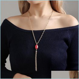 Pendant Necklaces Double Side Acrylic Pendant Necklace Temperament Jewelry Costume Sweater Chain Drop Delivery Necklaces Pendants Dhmsf