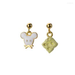Dangle Earrings 2022 EARRING FOR WOMAN Cute Fashion Little Mouse Cheese Silver Plated EAR STUDS Gift LS006