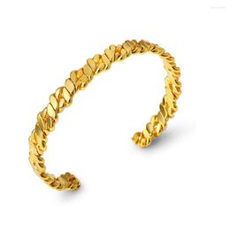 Bangle 2022 Christmas Jewellery Copper Irregular Coil Winding Hinged Open Gold Colour Cuff 8mm