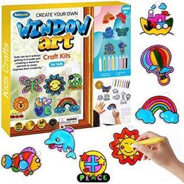 24pcs/set Creative DIY Cartoon Window Painting Toys Colour Filling Sets With Suction Cups Stickers Drawing Kids Early Education Art Crafts