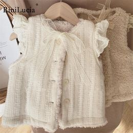 Waistcoat RiniLucia Baby Girls Vest Jackets Knitted Solid Warm Little Girl Autumn Winter Clothes Sleeveless Outerwear Kids Cute Coat 221109