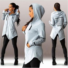 Women's Hoodies Sweatshirts Womens Female Printed Autumn Winter Cotton Casual Broadcloth Long Zip-up Hooded Letter Print 221109