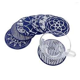 Table Mats Clear Pattern Drink Set Round Cup Coasters Durable Silicone Prevent From Dirty And Scratched Un