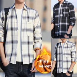 Men's Casual Shirts Autumn Men Shirt Plaid Flannel Formal Long Sleeve Slim Fit Business High Quality Thick Drop