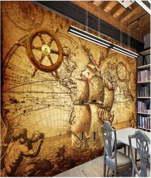 WDBH 3D PO Wallpaper benutzerdefinierte Wandgemälde Vintage Nautical Worldic Map Theme Home Decor Wohnzimmer 3d Wandgemälde Tapete für Wände 3 8537070