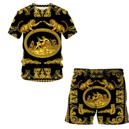 New 3D Printed T-shirt and Shorts Luxury Pattern Summer Men's Casual Sports Suit Tracksuit Men Plus Size S-6XL 014