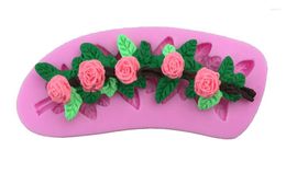 Baking Moulds Rose Vine Flower Leaf Liquid Silicone Mould Turning Sugar Cake E132 Colour Random E475