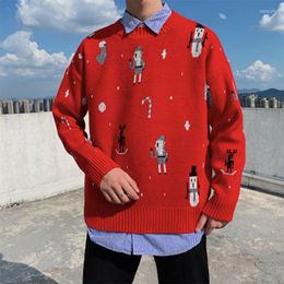 Men's Sweaters Santa Cartoon Casual Knitted Sweater Men O-Neck Autumn Winter Warm Loose Comfortable Youth Couple Outfit Pullovers Streetwear