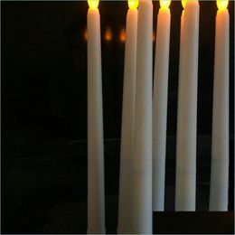 Candles 30Pcs 11Led Battery Operated Flickering Flameless Ivory Taper Candle Lamp Stick Wedding Home Table Decor 28Cmhamber T200108 Dhabk