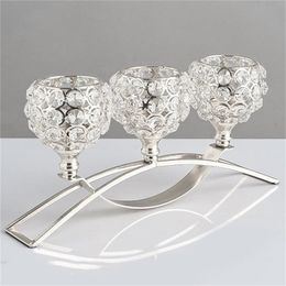 Candle Holders 3 Arms Candelabras Crystal Arch Bridge Goblet Bowl Tealight sticks Romantic Ornament for Home Wedding Decor L221108