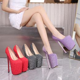 Dress Shoes Women Pumps Autumn Satin Sexy Platform High Heel Wedding Woman Super Thin Heeled 22 Cm Large Size WSH4507