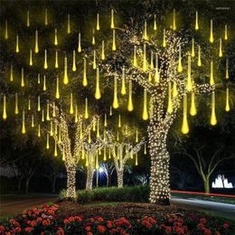Strings 2022 Falling Rain Light Meteor Shower String 102/384 LED Wedding Christmas Tree Snow Drop Icicle Lights