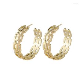 Hoop Earrings Designer Inspired Jewellery Pave Zircon 10mm Width Multi Layer Link Cuff 4cm For Women