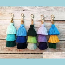 Key Rings Handmade Colorf Boho Pom Tassel Bag Charm Key Chains Fashion Jewerly Keychains Ring 10 Colors Drop Delivery Jewelry Dh96J