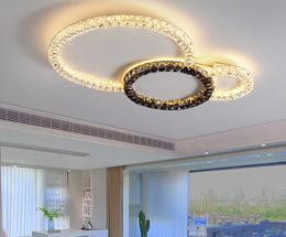 Modern New Luxury Crystal Shade Circle Chandelier Lustre Ceiling Light Indoor Lighting Decor For Living Room Bedroom Master Lamp