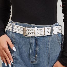 Belts Vintage Double Pin Buckle Waist For Women Wide Belt Cowboy Cowgirl Strap Female Jeans Skirt Waistband 6XDA