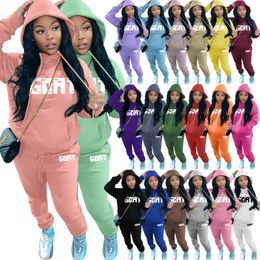 Winter Fleece Hoodies Two Piece Set Designer Tracksuits Women Plus Size Sweatshirt Outfits Fashion Letter Print Hooded Jogging Sport Suit Casual Sportswear K10624