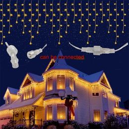 Christmas Decorations Decoration 2023 Icicle Lights Outdoor 8 Modes LED Curtain Fairy String Year For Xmas/Indoor/Window Decor 221109