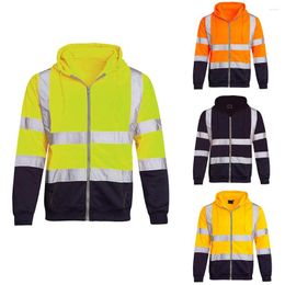 Racing Jackets Autumn Hoodies Male Reflective Sportswear Men's Jacket Outdoor Road Work High Visibility Pullover Long Sleeve Coat