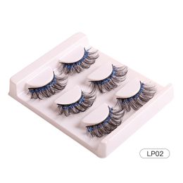 Colorful Glitter False Eyelashes Thick Curly Crisscross Reusable Handmade Multilayer Sequined Fake Lashes Eye End Lengthening Eyelash Extensions Makeup DHL