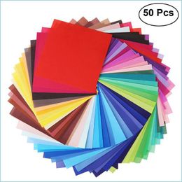 Sashes 50 Sheets Vivid Colors Single Sided Origami Paper Square Sheet For Arts And Crafts Projects 20 X 20Cm Drop Delivery Home Gard Dhqfl