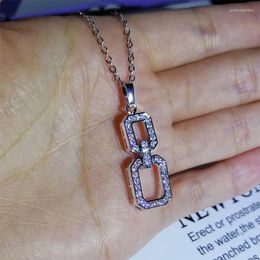 Pendant Necklaces 2022 Fashion Square Necklace Full Diamond Clavicle Chain Female Engagement Party Jewellery Gift For Ladies