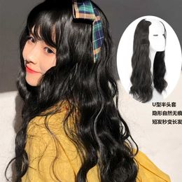 Hair Lace Wigs Wig Female Corn Perm Net Red Wool Long Foaming Surface Roll Invisible U-shaped Half Head Cover