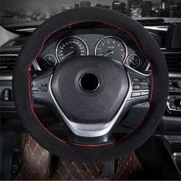 Steering Wheel Covers Leather Cover Soft Universal With Needles And Thread 38cm Anti-slip