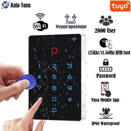 Smart Lock Waterproof WiFi Tuya App Backlight Touch 125khz RFID Card Access Control Keypad WG26 Output Alarm Management Support 221108