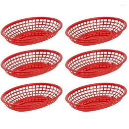 Plates 6pcs Oval Plastic Fast Baskets Dishes And Sets Serving Tray Basket Bar Restaurant Supply Wholesale