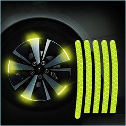 Other Exterior Accessories 20Pcs Car Wheel Hub Tire Rim Reflective Strips Luminous Sticker For Night Driving Carstyling Accessories Dhzlg