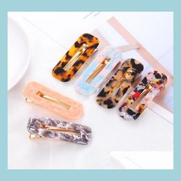 Hair Clips Barrettes Acrylic Hair Clip For Girls Women Water Drop Shape Leopard Marble Textured Geometric Duckbill Barrette Hairpi Dhnfg