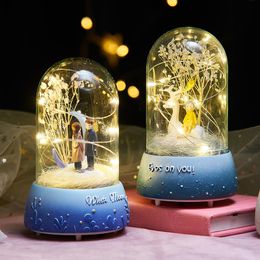 Decorative Objects Figurines Crystal Ball LED Music Box Girl Birthday Gift Home Decoration Child Princess Dancing Sky Festival box 221108