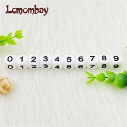 Baby Teethers Toys 100pcs 12mm Silicone Digital Beads for Birthday on Pacifier Chain Clips Chewing Arabic Number Necklace 221109