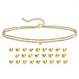 Anklets Heart Anklet For Women Gold Colour Stainless Steel Foot Leg Chain Initial Letter Ankle Bracelet Woman Simple Beach Jewellery 2022