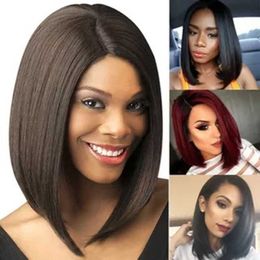 Hair Lace Wigs Wig Women's Split Bangs Medium and Long Straight Simulated Hair Chemical Fiber Mechanism Headgear