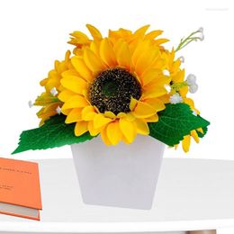 Table Lamps LED Flower Pot Light Sunflower Night Energy Saving Desk For Bedrooms Artificial Flowerpot Romantic