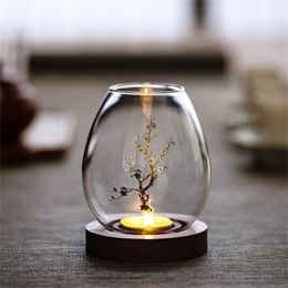 Candle Holders Oil Lamp Shape Transparent Glass Retro Decoration Romantic Dinner Household Windproof Cover 221108