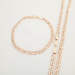 Necklace Earrings Set Jewelry 5MM Man Rose 585 Gold Color Link Chains And Bracelet Designs For Men